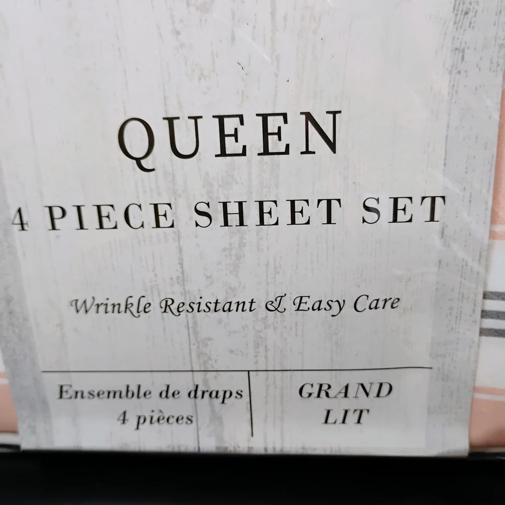 Athena Pink and White Queen Sheet Set And Pink And White Curtains